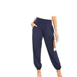 Dokotoo Womens Navy Blue Elastic Waist Jogger Pants X-Large New Classy comfort